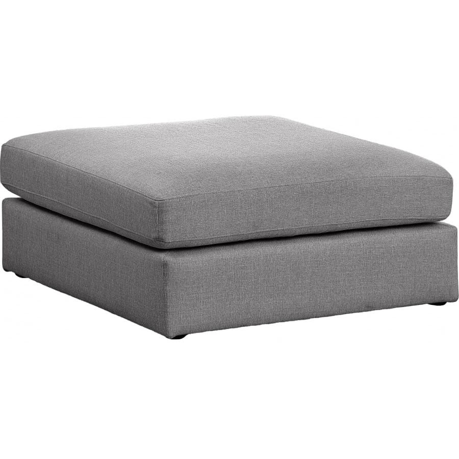 Meridian Furniture Beckham Linen Polyester Modular Ottoman - Grey - Ottomans