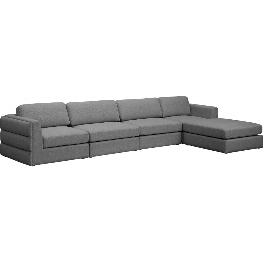 Meridian Furniture Beckham Linen Polyester Modular Sectional 5A - Grey - Sofas
