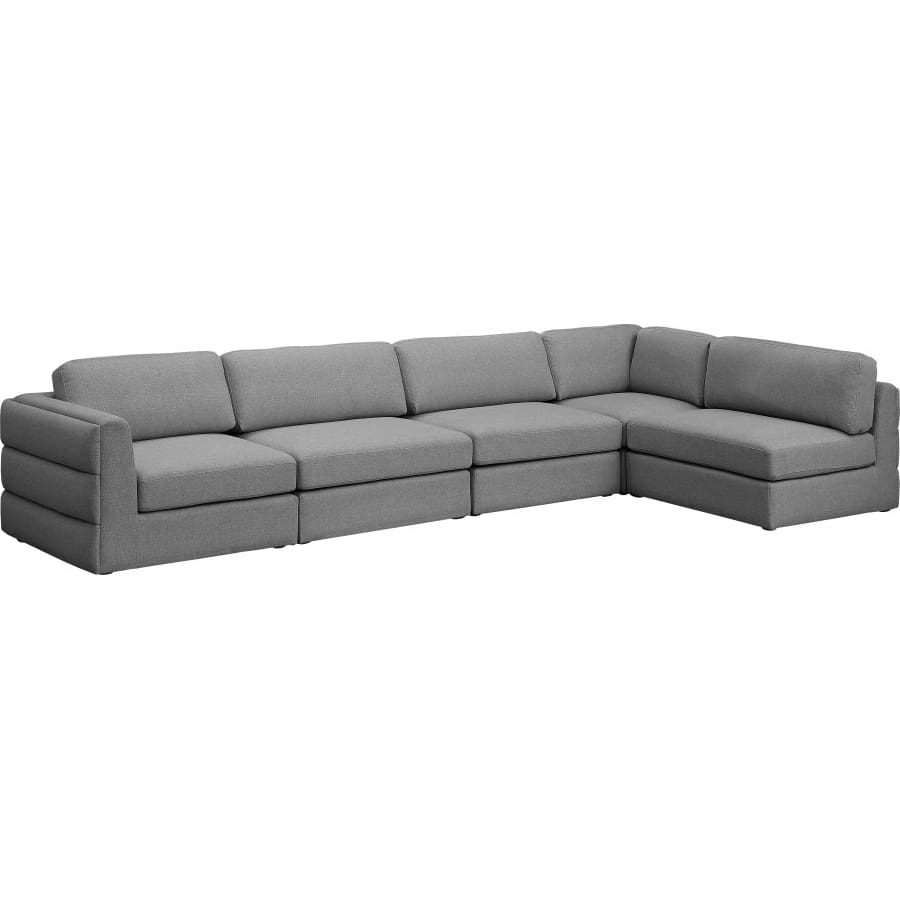 Meridian Furniture Beckham Linen Polyester Modular Sectional 5B - Grey - Sofas