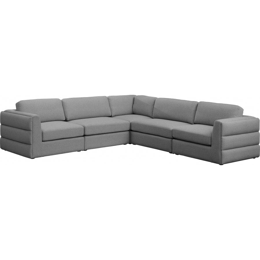 Meridian Furniture Beckham Linen Polyester Modular Sectional 5D - Grey - Sofas