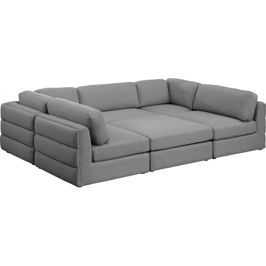 Meridian Furniture Beckham Linen Polyester Modular Sectional 6A - Grey - Sofas
