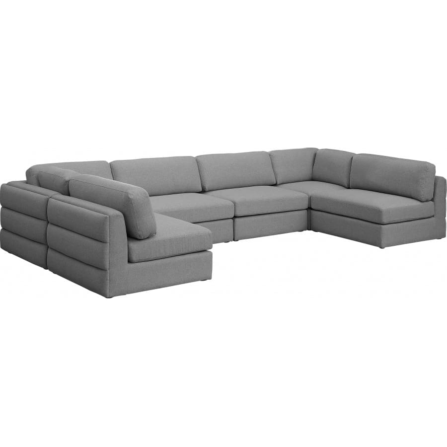 Meridian Furniture Beckham Linen Polyester Modular Sectional 6B - Grey - Sofas