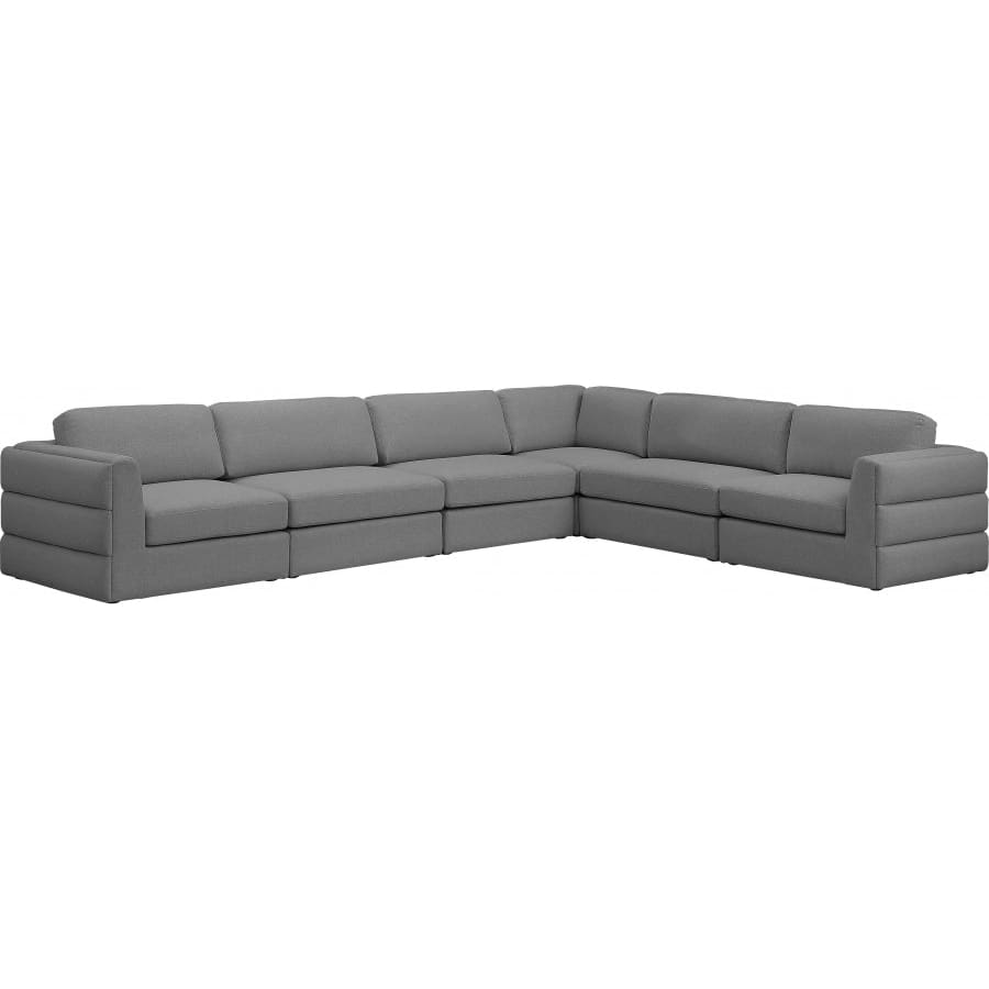Meridian Furniture Beckham Linen Polyester Modular Sectional 6D - Grey - Sofas