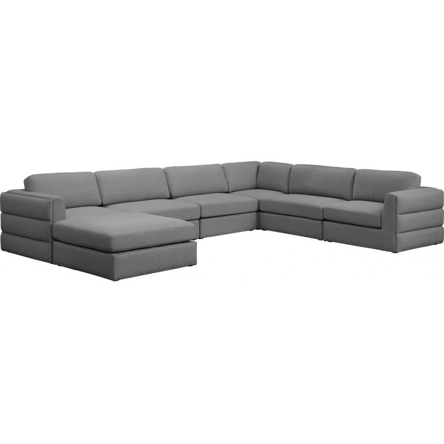 Meridian Furniture Beckham Linen Polyester Modular Sectional 7A - Grey - Sofas
