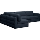 Meridian Furniture Beckham Linen Polyester Modular Sectional 4B - Navy - Sofas