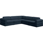 Meridian Furniture Beckham Linen Polyester Modular Sectional 5D - Navy - Sofas