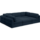Meridian Furniture Beckham Linen Polyester Modular Sectional 6A - Navy - Sofas