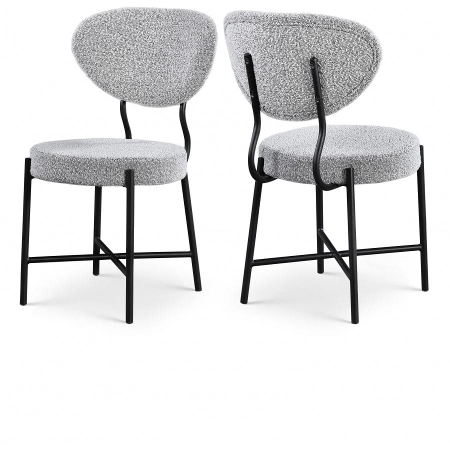 Meridian Furniture Allure Boucle Fabric Dining Chair - Grey - Dining Chairs