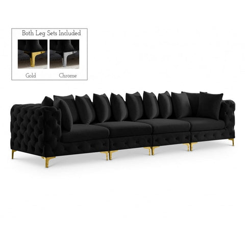Meridian Furniture Tremblay 138 Velvet Modular Sofa - Black - Sofas
