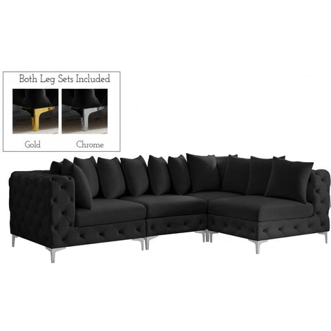 Meridian Furniture Tremblay Velvet Modular Sectional 4A - Black - Sofas