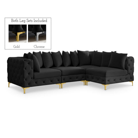 Meridian Furniture Tremblay Velvet Modular Sectional 4A - Black - Sofas