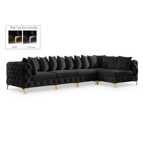 Meridian Furniture Tremblay Velvet Modular Sectional 5A - Black - Sofas