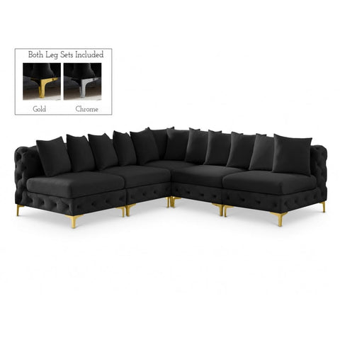 Meridian Furniture Tremblay Velvet Modular Sectional 5B - Black - Sofas