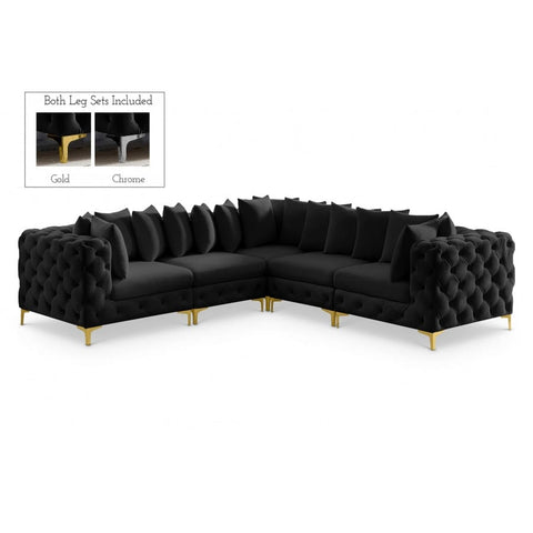 Meridian Furniture Tremblay Velvet Modular Sectional 5C - Black - Sofas