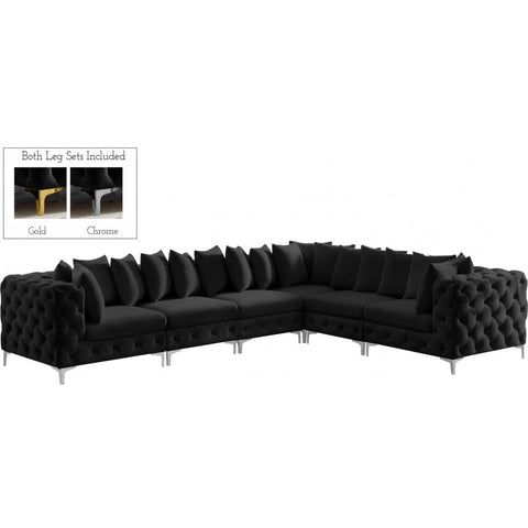 Meridian Furniture Tremblay Velvet Modular Sectional 6A - Black - Sofas