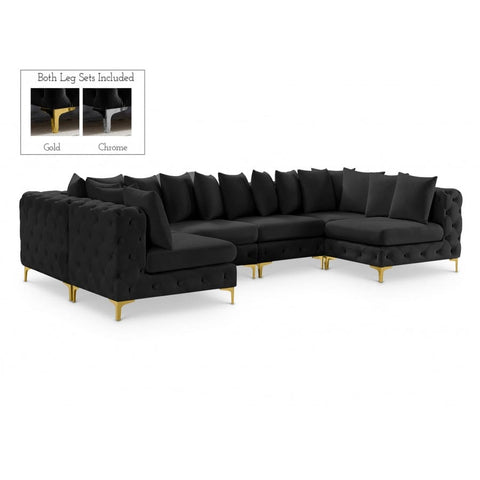 Meridian Furniture Tremblay Velvet Modular Sectional 6B - Black - Sofas
