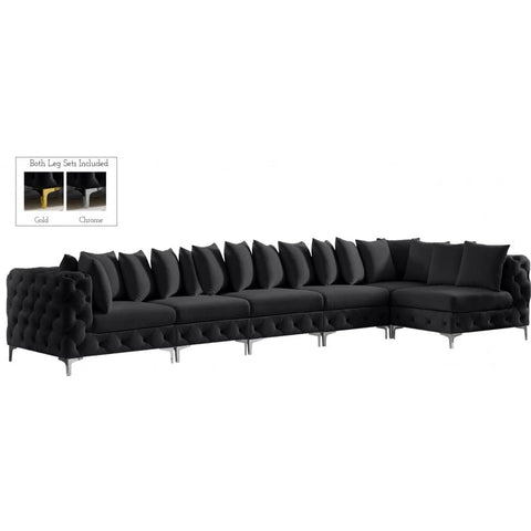 Meridian Furniture Tremblay Velvet Modular Sectional 6C - Black - Sofas