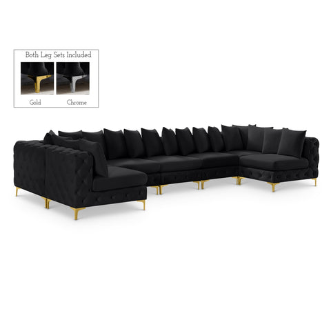 Meridian Furniture Tremblay Velvet Modular Sectional 7A - Black - Sofas