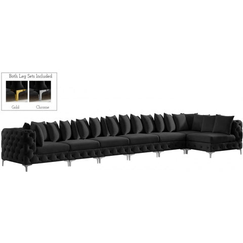 Meridian Furniture Tremblay Velvet Modular Sectional 7B - Black - Sofas
