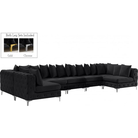 Meridian Furniture Tremblay Velvet Modular Sectional 7C - Black - Sofas