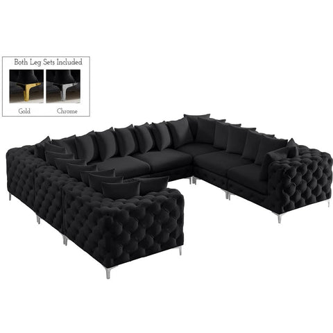 Meridian Furniture Tremblay Velvet Modular Sectional 8A - Black - Sofas