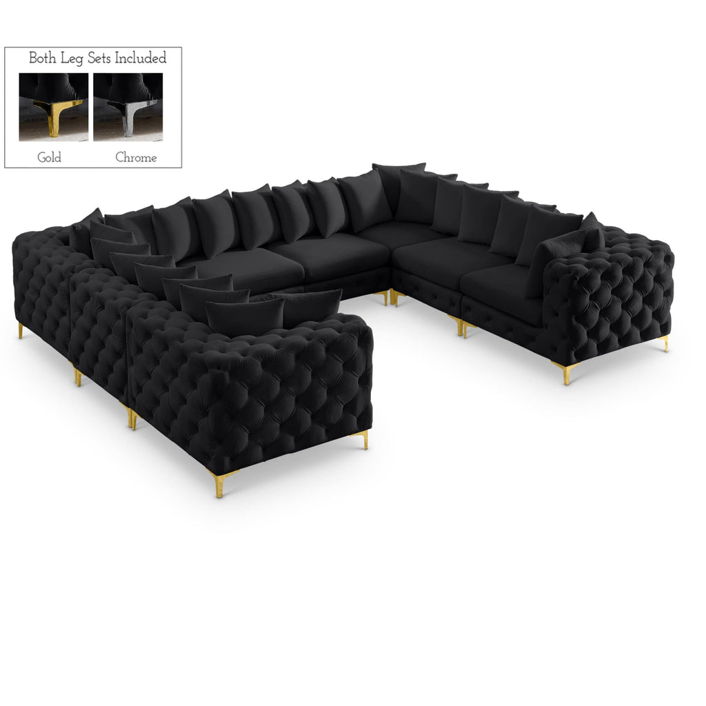 Meridian Furniture Tremblay Velvet Modular Sectional 8A - Black - Sofas