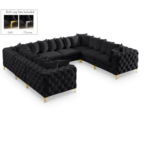 Meridian Furniture Tremblay Velvet Modular Sectional 8A - Black - Sofas