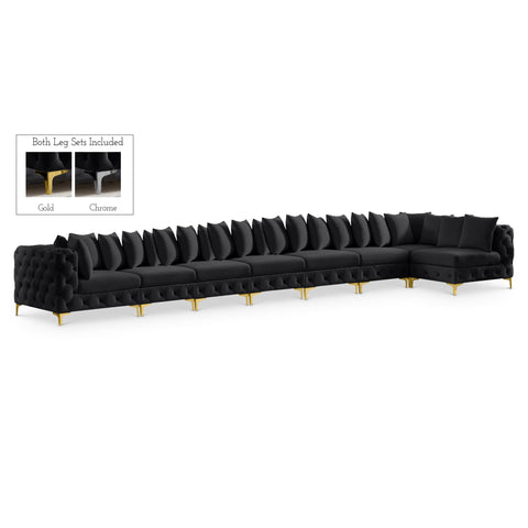 Meridian Furniture Tremblay Velvet Modular Sectional 8B - Black - Sofas