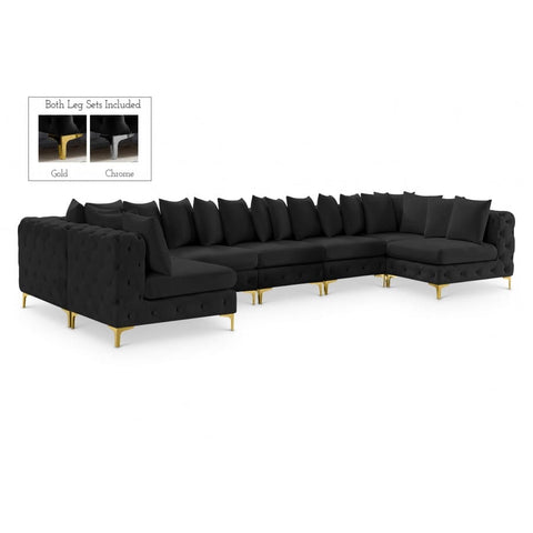 Meridian Furniture Tremblay Velvet Modular Sectional 8C - Black