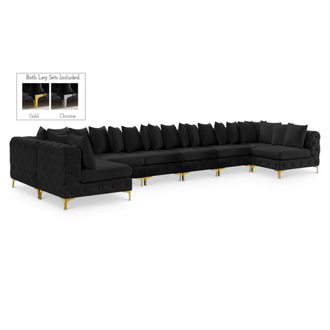 Meridian Furniture Tremblay Velvet Modular Sectional 9A - Black - Sofas