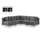 Meridian Furniture Tremblay Velvet Modular Sectional 5B - Grey - Sofas