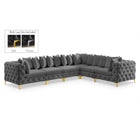 Meridian Furniture Tremblay Velvet Modular Sectional 6A - Grey - Sofas