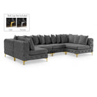Meridian Furniture Tremblay Velvet Modular Sectional 6B - Grey - Sofas