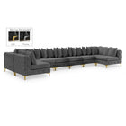 Meridian Furniture Tremblay Velvet Modular Sectional 9A - Grey - Sofas