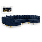 Meridian Furniture Tremblay Velvet Modular Sectional 6B - Navy - Sofas