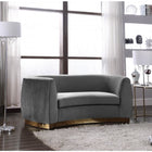 Meridian Furniture Julian Velvet Loveseat - Gold Base - Loveseats