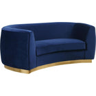 Meridian Furniture Julian Velvet Loveseat - Gold Base - Navy - Loveseats