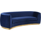 Meridian Furniture Julian Velvet Sofa - Gold Base - Navy - Sofas