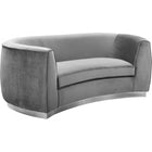 Meridian Furniture Julian Velvet Loveseat- Chrome Base - Grey - Loveseats