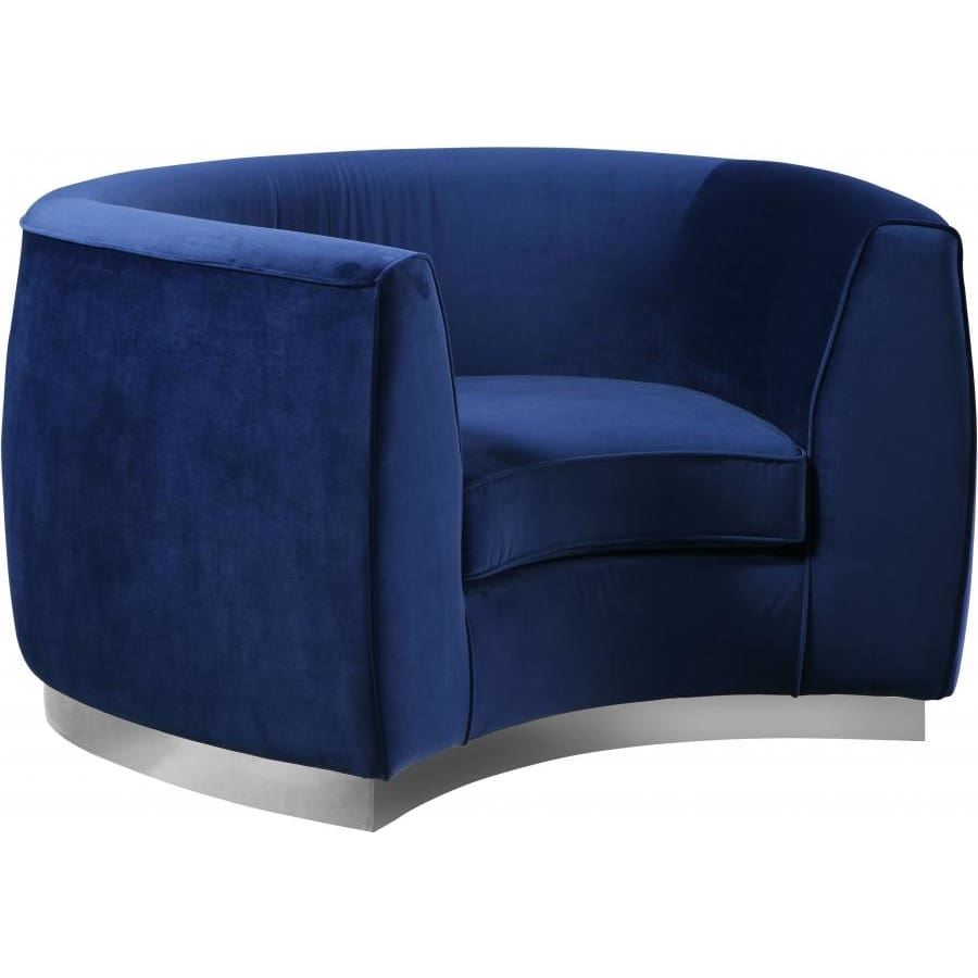 Meridian Furniture Julian Velvet Chair - Chrome Base - Navy - Chairs