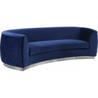 Meridian Furniture Julian Velvet Sofa - Chrome Base - Navy - Sofas