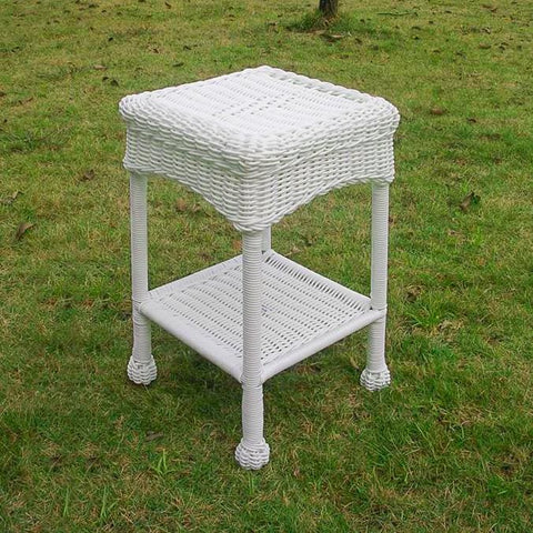 International Caravan Small PVC Resin Side Table - White - Outdoor Furniture