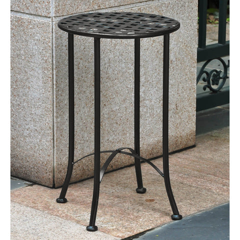 International Caravan Mandalay Iron Round Table - Antique Black - Outdoor Furniture