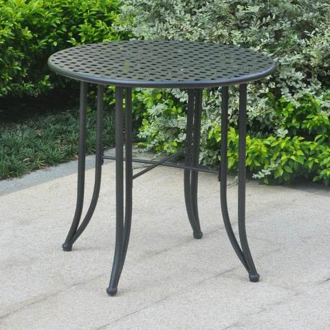 International Caravan Mandalay Iron Patio Bistro Table - Antique Black - Outdoor Furniture