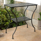 International Caravan Mandalay Iron Rectangular 2 Tier Table - Antique Black - Outdoor Furniture