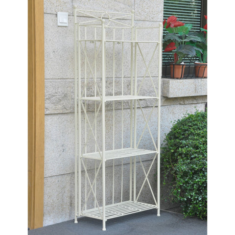 International Caravan 4-Tier Iron Folding Bakers Rack - Shelves & Cases