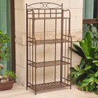 International Caravan Santa Fe Nailhead 4-Tier Bakers Rack - Rustic Brown - Shelves & Cases