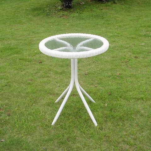 International Caravan Outdoor Resin Wicker and Glass-top Bistro Table - White - Outdoor Furniture