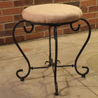 International Caravan Round Iron Vanity Stool with Cushion - Java - Stools