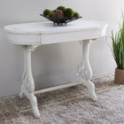 International Caravan Windsor Carved Wood Writing Table with Flip-up Drawers - Antique White - Other Tables